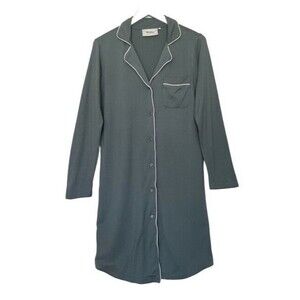 MEOMUA Pajama Shirt Buttoned Long Sleeve Bamboo Cotton Minimalist Sage Medium